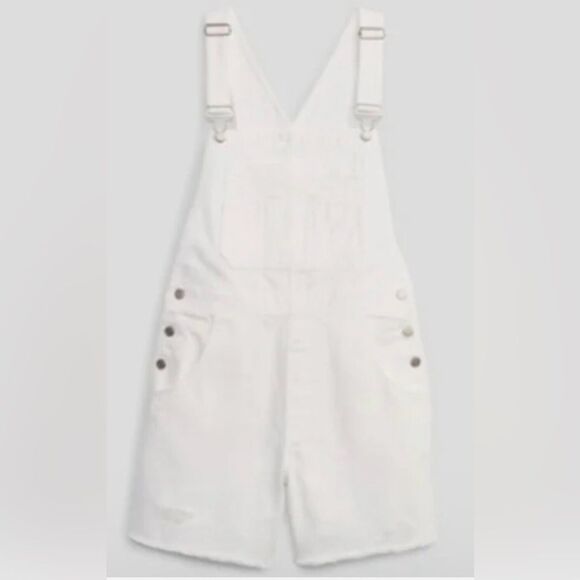 Source Unknown White Denim Overalls Relaxed Fit - Picture 14 of 16